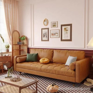 Sofa log kulit gaya mudah Scandinavia